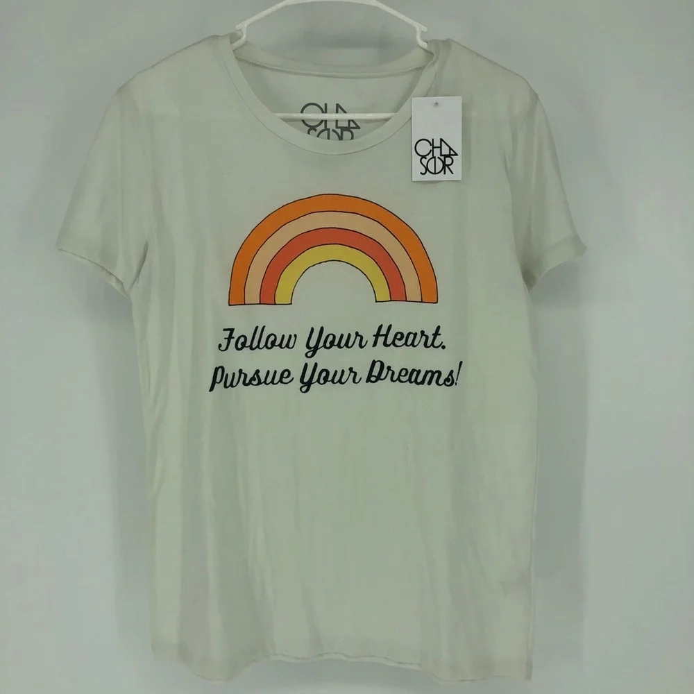 CHASER NEW Follow Your Heart Graphic Tee Shirt S/M - Picture 3 of 8